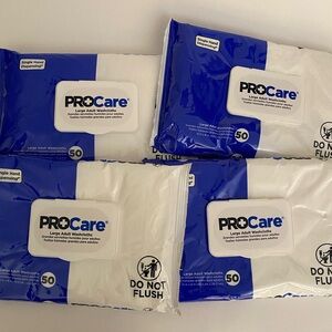 4 packs Procare Disposable Adult Washcloth No Rinse Wipes